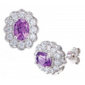 Sterling Silver, Amethyst & Cubic Zirconia Earrings